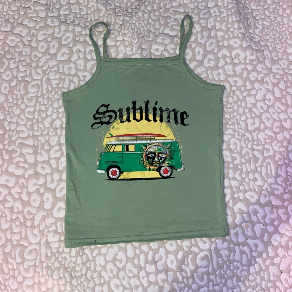 Green Cropped Sublime Tank Top